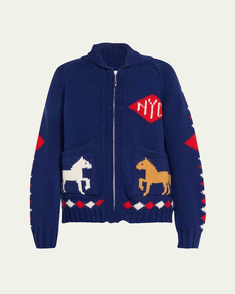 Diamond Corral Horse Merino Wool Cardigan